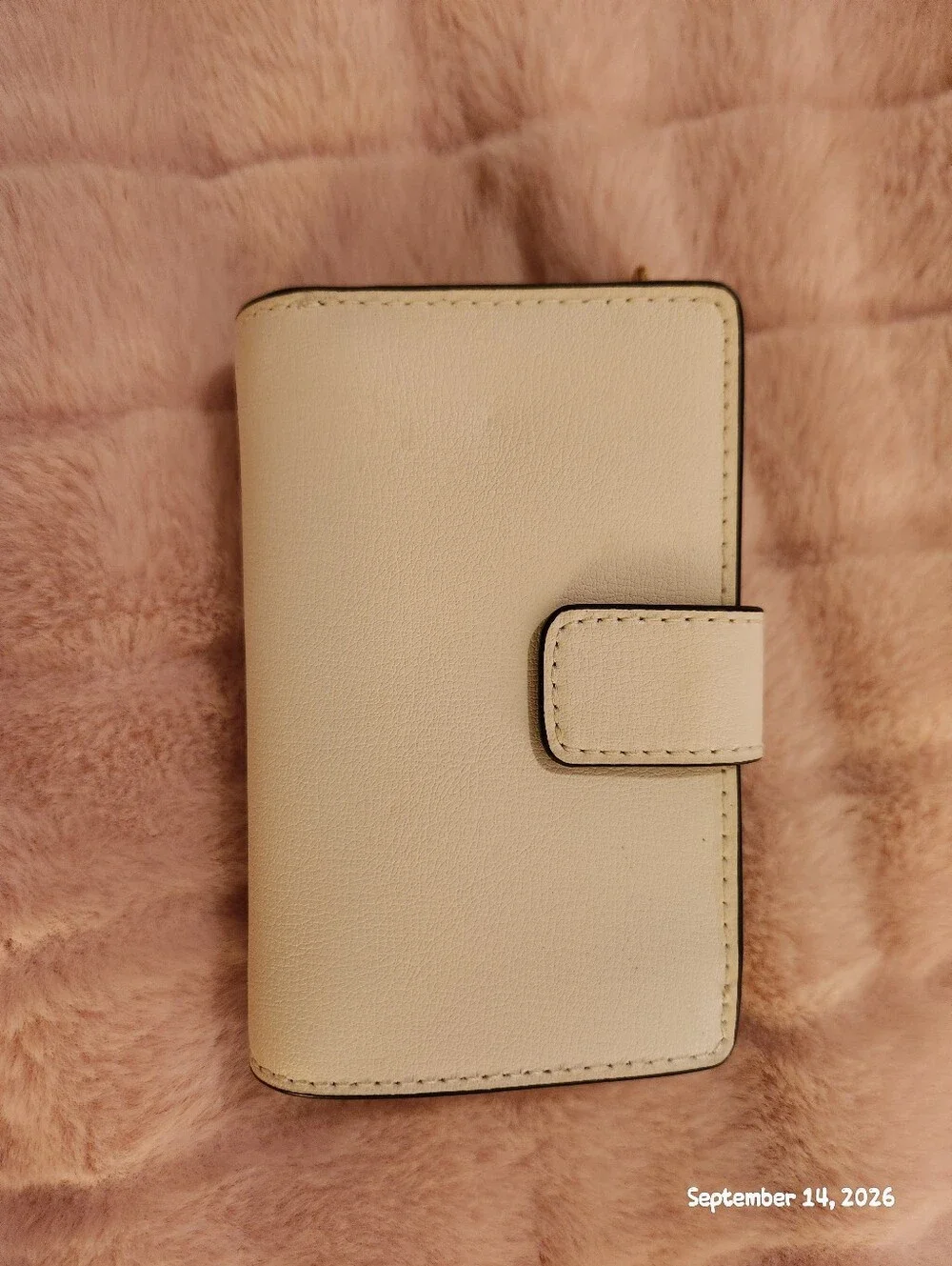 Michael Kors Cream Leather Wallet with Gold Logo